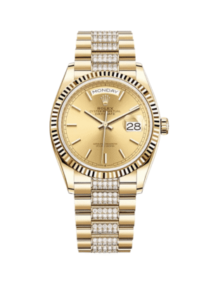 Rolex Day-Date 128238 Yellow Gold Champagne Dial Diamond Bracelet