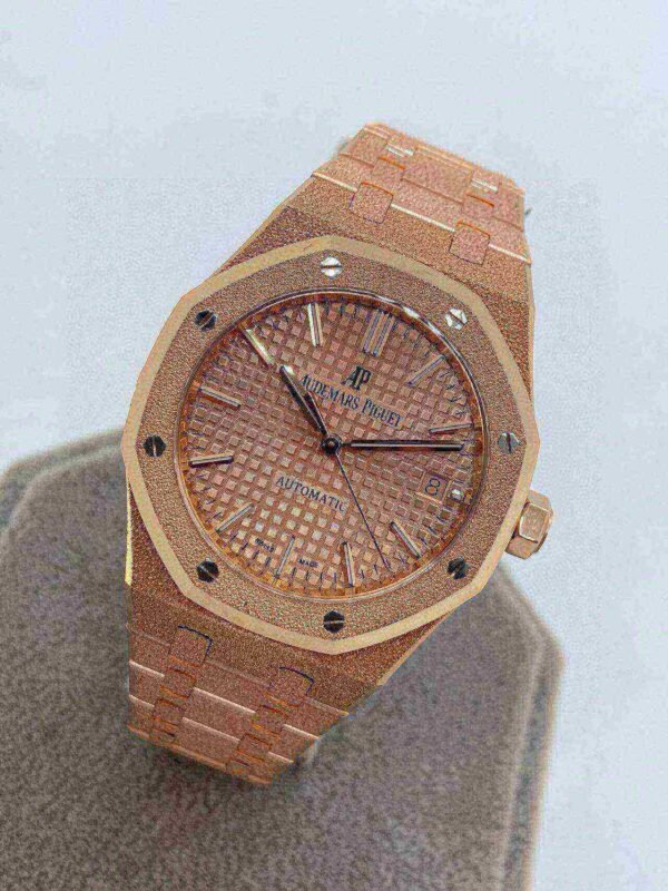 Audemars Piguet Oak Frosted Gold, Rose dial, 37mm, 18k Rose gold, 15454OR.GG.1259OR.03
