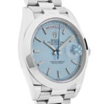 Rolex Day-Date 228206 Platinum Ice Blue Diagonal Motif Dial