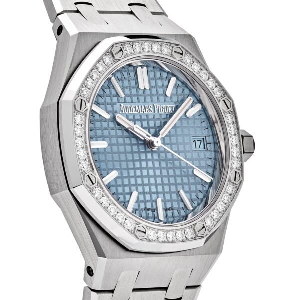Audemars Piguet Royal Oak 77451ST.ZZ.1361ST.01 Selfwinding '50th Anniversary' Stainless Steel Light Blue Dial Diamond Bezel (2023)