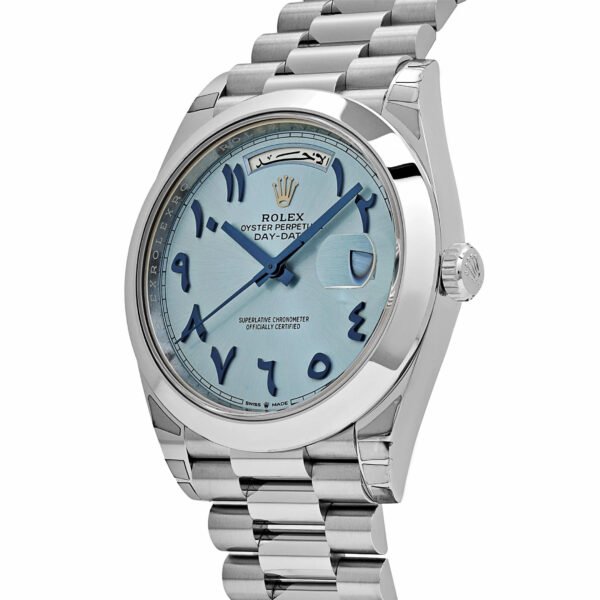Rolex Day-Date 228206 Platinum Ice Blue Arabic Dial Smooth Dial