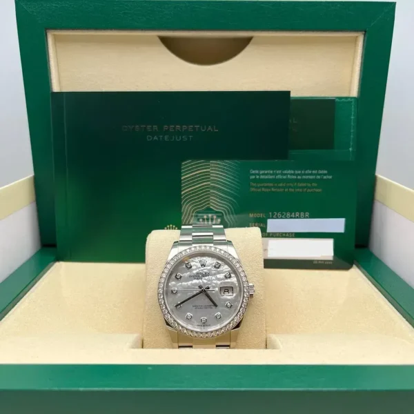 Rolex Datejust 126284RBR-0012 Stainless Steel White Gold Mother of Pearl Dial