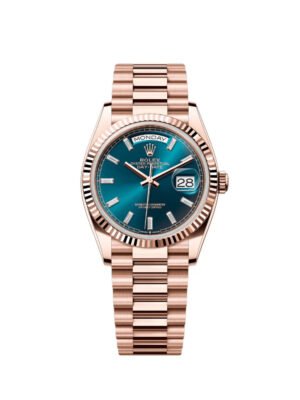 Rolex Day-Date 128235 Rose Gold Blue-Green Baguette Marker Dial