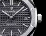 Audemars Piguet Oak Frosted Gold Selfwinding, Black dial, 37mm,White gold, 15454BC.GG.1259BC.03