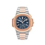 Patek Philippe Nautilus 5980/1AR-001 Chronograph Stainless Steel Rose Gold Blue Dial (2024)