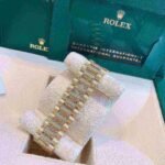 Rolex Day-Date 36 Mother of Pearl Dial Gold Diamond Bezel Watch 128348RBR-0017 128348RBR