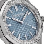 Audemars Piguet Royal Oak 77451ST.ZZ.1361ST.01 Selfwinding '50th Anniversary' Stainless Steel Light Blue Dial Diamond Bezel (2023)