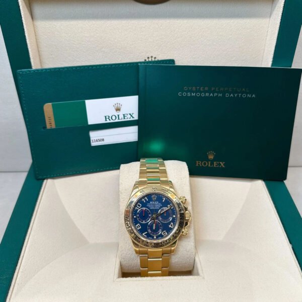 Rolex Daytona 116508 Yellow Gold Blue Racing Arabic Dial