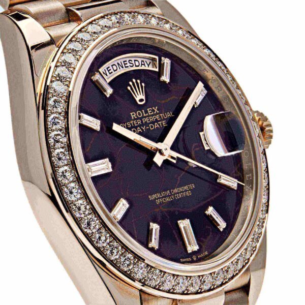 Rolex Day-Date 228345RBR-0016 Rose Gold Eisenkiesel Dial Diamond Bezel