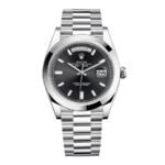 Rolex Day-Date 40 Presidential Black dial, Smooth Bezel, President bracelet, Watch 228206-0013