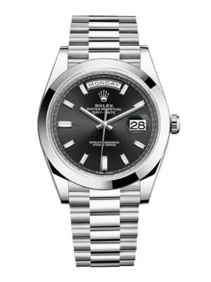 Rolex Day-Date 40 Presidential Black dial, Smooth Bezel, President bracelet, Watch 228206-0013