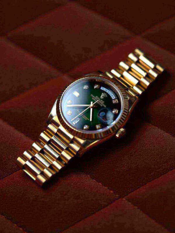 Rolex Day-Date 128238-0069 36mm Green ombre Extremely Rare 18KT Yellow Gold Stainless Steel Automatic Green Dial