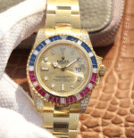 Rolex Submariner Golden Blue / Red Diamond Gold Dial 40mm