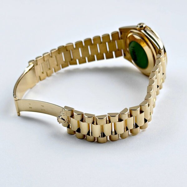 Rolex Day-Date 118388 Yellow Gold White Mother of Pearl Dial Diamond Bezel