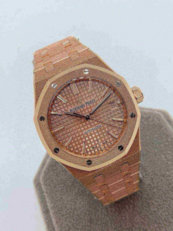 Audemars Piguet Oak Frosted Gold, Rose dial, 37mm, 18k Rose gold, 15454OR.GG.1259OR.03