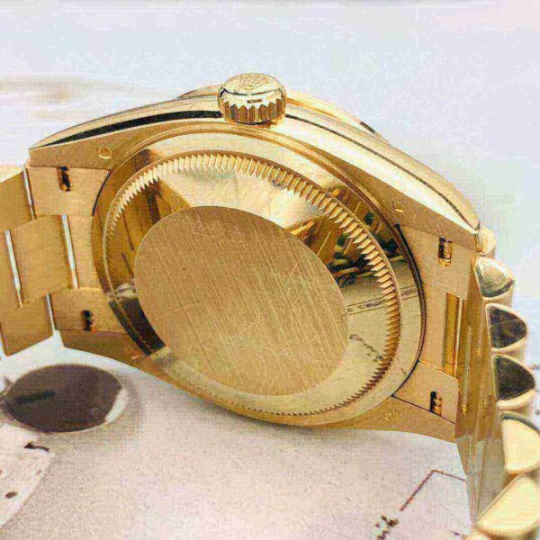 Rolex Day-Date 36 Champagne Diamond Dial Gold Diamond Bezel Watch 128348RBR-0008