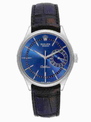 Rolex Cellini Date White Gold Blue Dial Mens Watch 50519-L