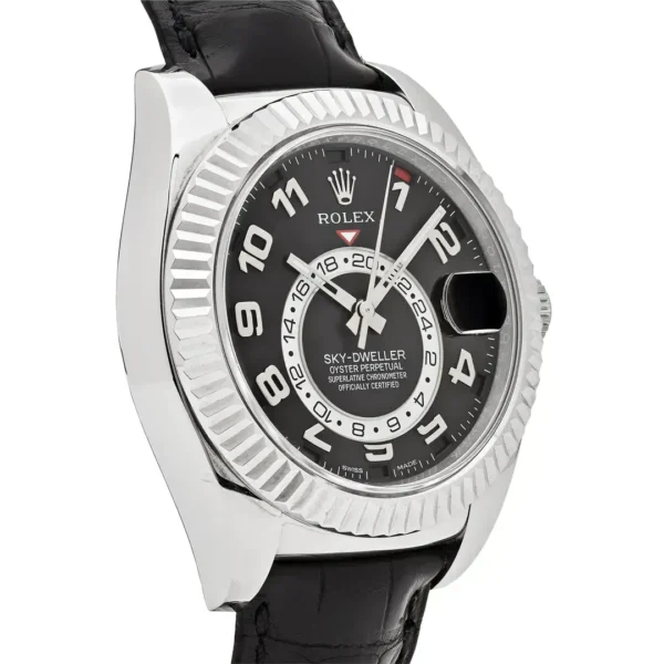 Rolex Sky-Dweller 326139-L(FC) White Gold Black Dial Leather Strap