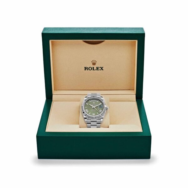 Rolex Day-Date 228239 White Gold Olive Dial