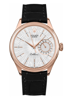 Rolex Cellini Date Silver Guilloche Dial Men's Watch 50515