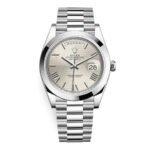Rolex Day-Date 228206-0014 Presidential Silver dial, Smooth Bezel, President bracelet