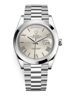 Rolex Day-Date 228206-0014 Presidential Silver dial, Smooth Bezel, President bracelet