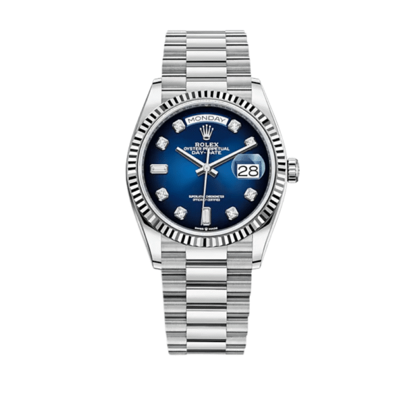 Rolex Day-Date 128239 White Gold Blue Ombre Diamond Dial