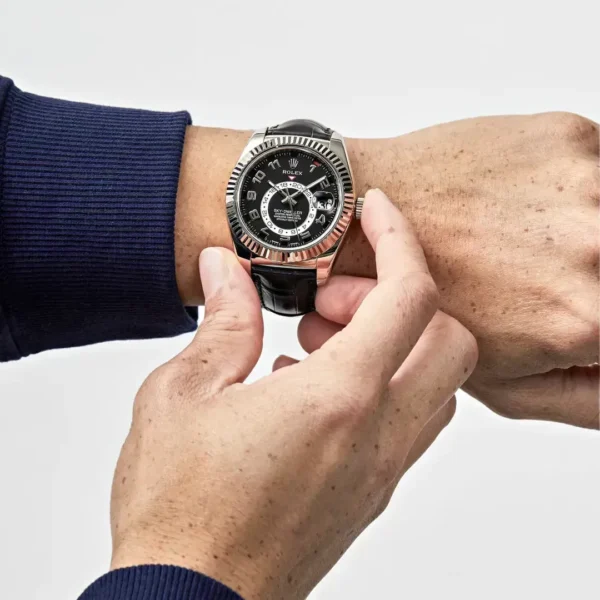 Rolex Sky-Dweller 326139-L(FC) White Gold Black Dial Leather Strap