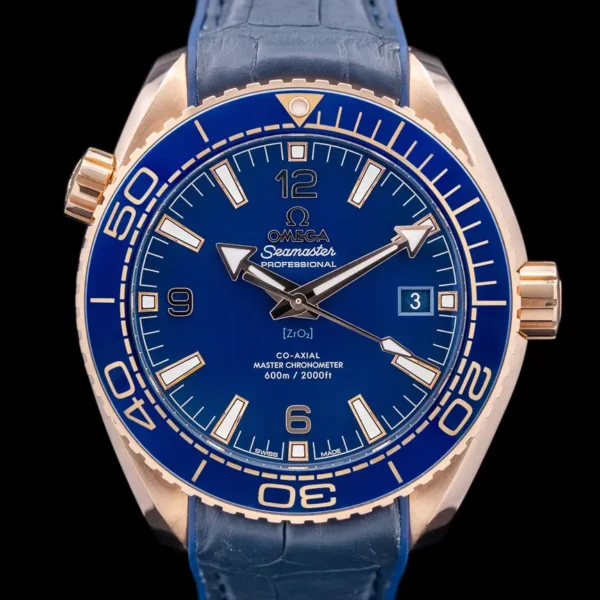 Omega Seamaster Planet Ocean 600M 43.5 mm, Sedna_ Gold on Leather Strap with Rubber Lining, 215.63.44.21.03.001