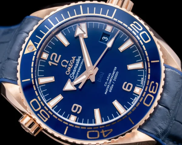Omega Seamaster Planet Ocean 600M 43.5 mm, Sedna_ Gold on Leather Strap with Rubber Lining, 215.63.44.21.03.001