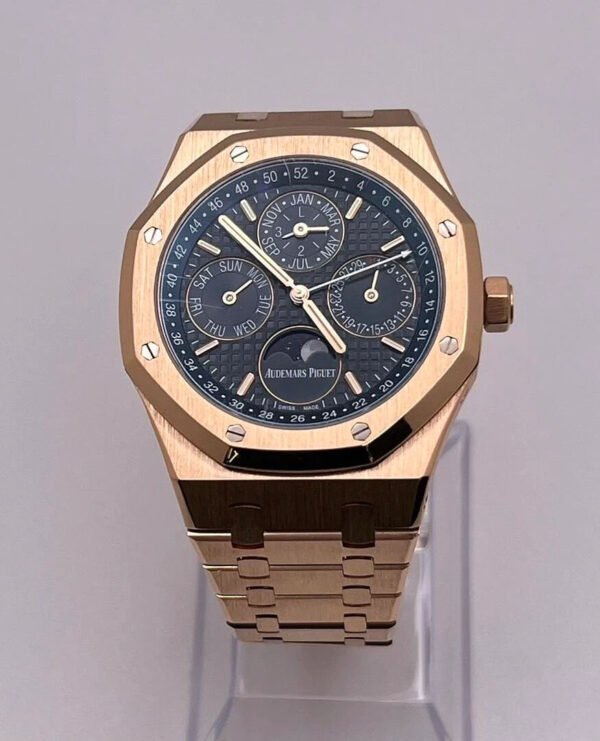 Audemars Piguet Royal Oak Perpetual Calendar 26574OR.OO.1220OR.02 Rose Gold Blue Dial