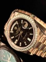 Rolex Day-Date 228345RBR-0016 Rose Gold Eisenkiesel Dial Diamond Bezel