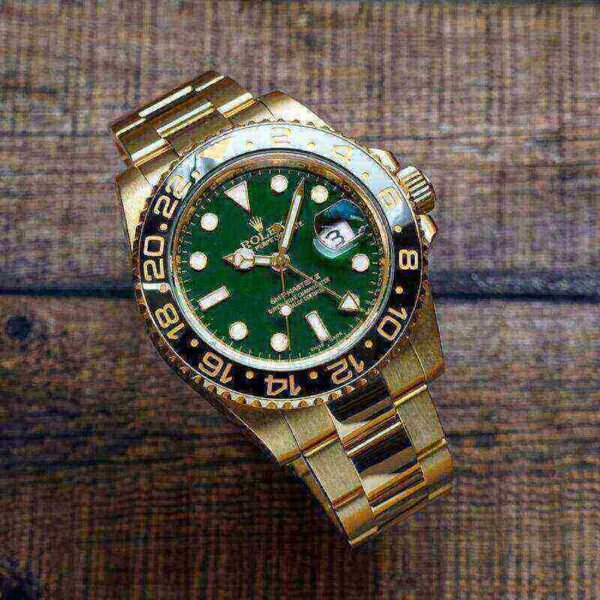 Rolex GMT Master II 116718 LN 40mm Yellow Gold Stainless Steel Automatic Green Dial