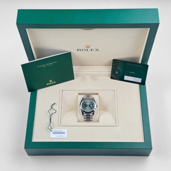 Rolex Day-Date 228206 Platinum Olive Green Arabic Dial (2021)