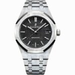 Audemars Piguet Oak Frosted Gold Selfwinding, Black dial, 37mm,White gold, 15454BC.GG.1259BC.03