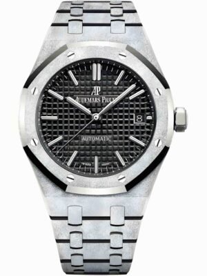 Audemars Piguet Oak Frosted Gold Selfwinding, Black dial, 37mm,White gold, 15454BC.GG.1259BC.03