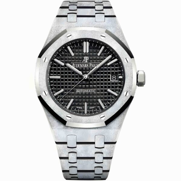 Audemars Piguet Oak Frosted Gold Selfwinding, Black dial, 37mm,White gold, 15454BC.GG.1259BC.03