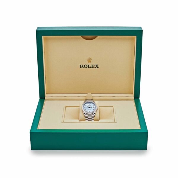 Rolex Day-Date 128396TBR Platinum Ice Blue Dial Diamond Bezel (2024)