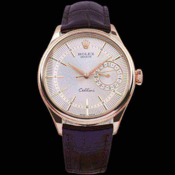 Rolex Cellini Date Silver Guilloche Dial Men's Watch 50515