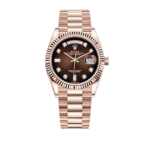 Rolex Day-Date 128235 Rose Gold Brown Diamond Dial