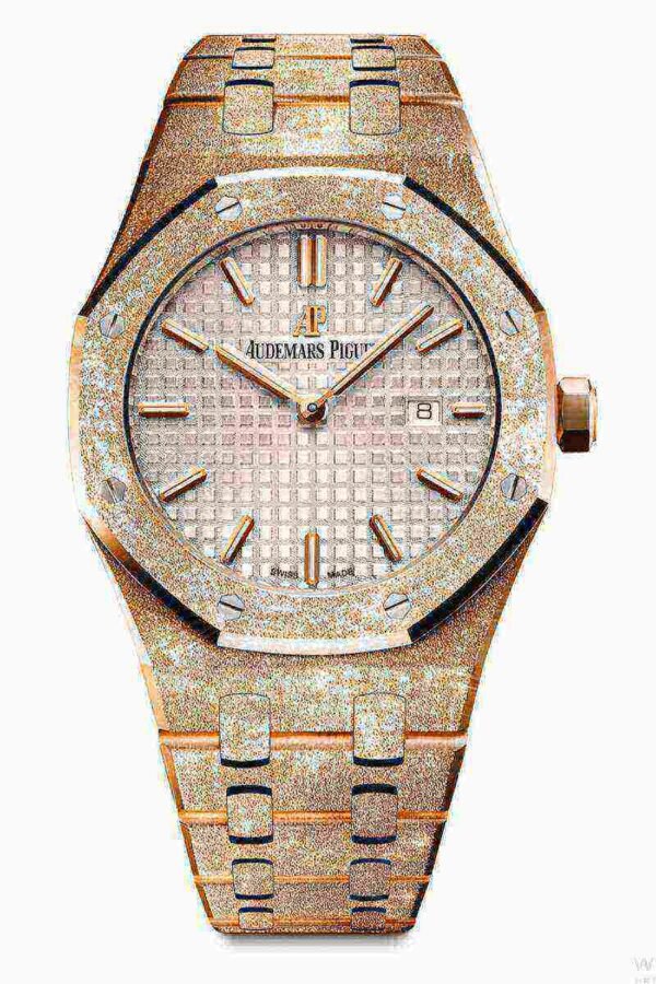 Audemars Piguet Oak Frosted Gold Silver dial, 33mm, 18k Rose gold, 67653OR.GG.1263OR.01