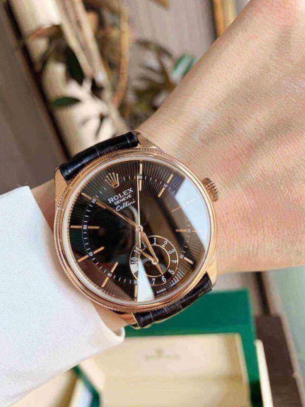 Rolex Cellini Dual Time Rose Gold Automatic Mens Watch 50525-L