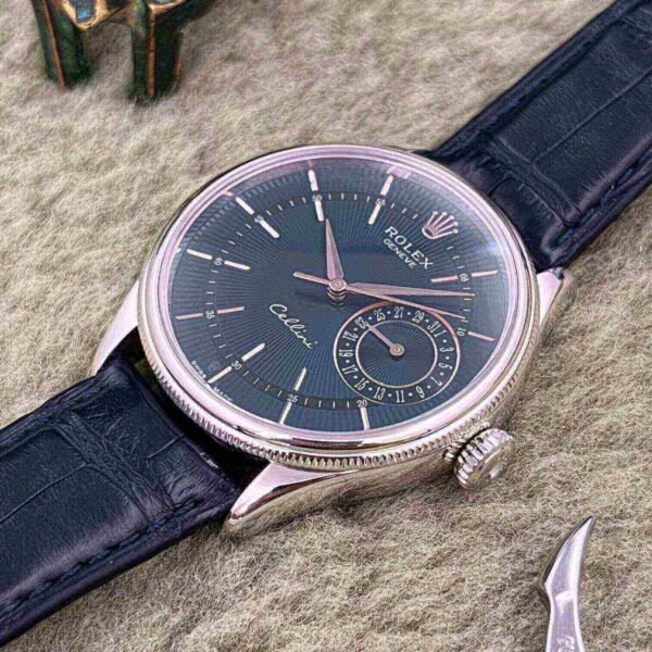 Rolex Cellini Date White Gold Blue Dial Mens Watch 50519-L