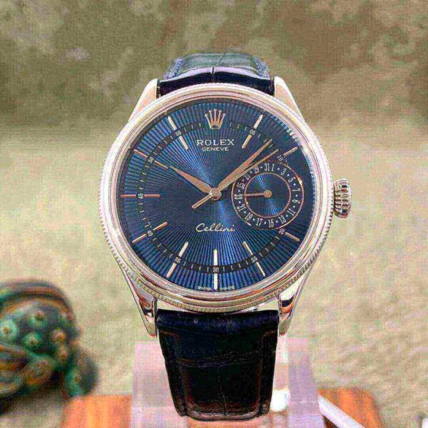 Rolex Cellini Date White Gold Blue Dial Mens Watch 50519-L
