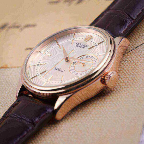 Rolex Cellini Date Silver Guilloche Dial Men's Watch 50515