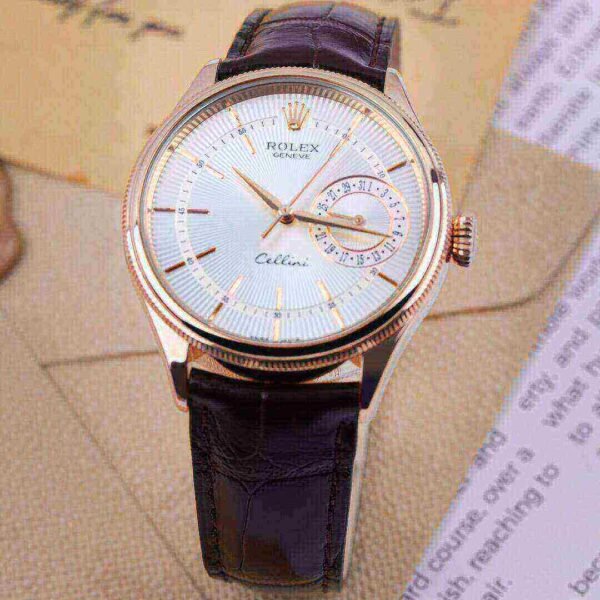 Rolex Cellini Date Silver Guilloche Dial Men's Watch 50515