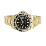 Rolex GMT-Master II 116748SA Yellow Gold Sapphire and Diamond Bezel Black Dial