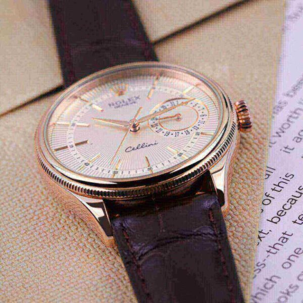 Rolex Cellini Date Silver Guilloche Dial Men's Watch 50515