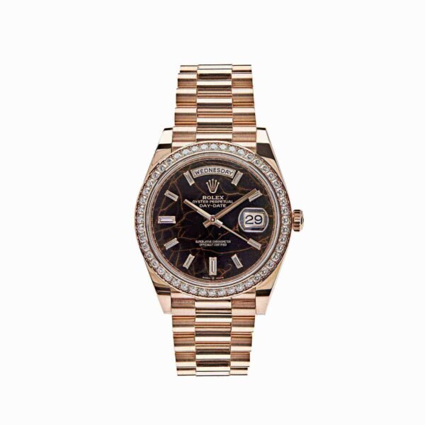 Rolex Day-Date 228345RBR-0016 Rose Gold Eisenkiesel Dial Diamond Bezel