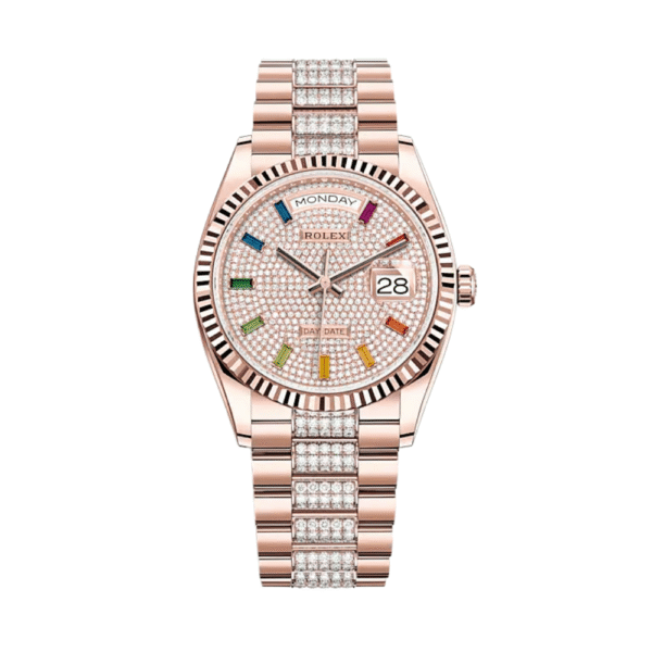 Rolex Day-Date 128235 Rose Gold Diamond Paved Dial
